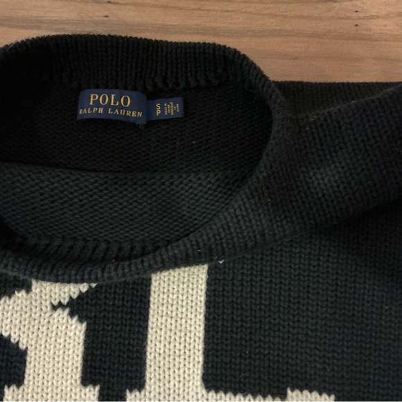 Polo by Ralph Lauren Black and White Crew Neck Sweater - Picture 2 of 5